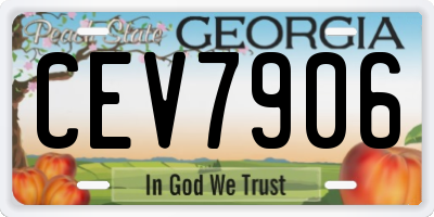 GA license plate CEV7906