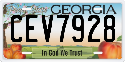 GA license plate CEV7928