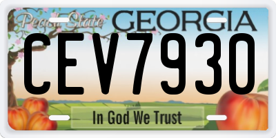 GA license plate CEV7930
