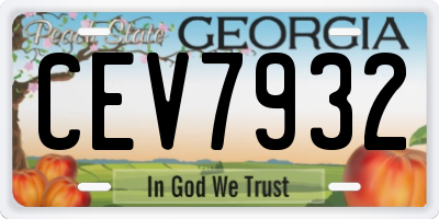 GA license plate CEV7932