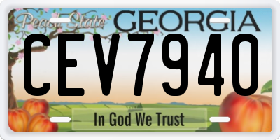 GA license plate CEV7940