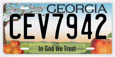 GA license plate CEV7942