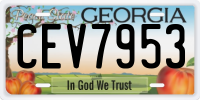GA license plate CEV7953