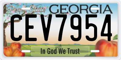 GA license plate CEV7954