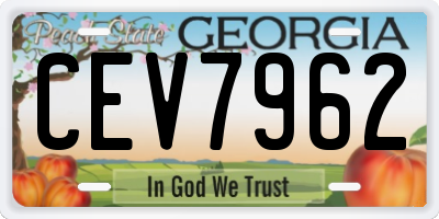 GA license plate CEV7962