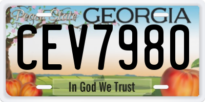 GA license plate CEV7980