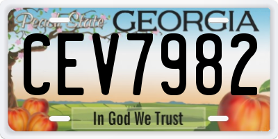 GA license plate CEV7982
