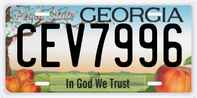 GA license plate CEV7996