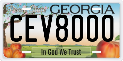 GA license plate CEV8000