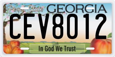 GA license plate CEV8012