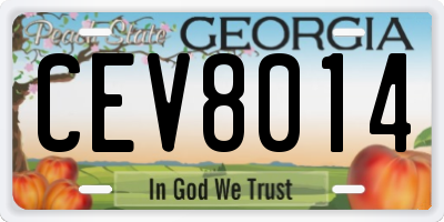 GA license plate CEV8014