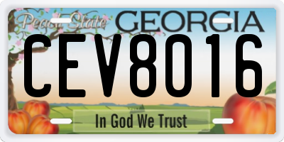 GA license plate CEV8016