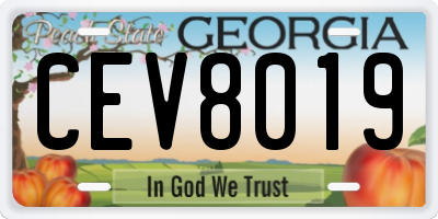 GA license plate CEV8019