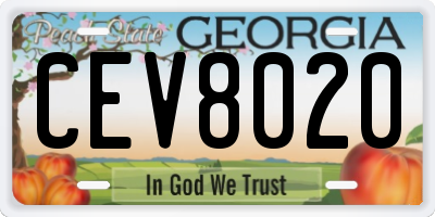 GA license plate CEV8020