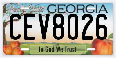 GA license plate CEV8026