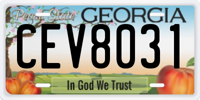 GA license plate CEV8031