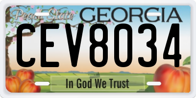 GA license plate CEV8034