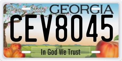 GA license plate CEV8045