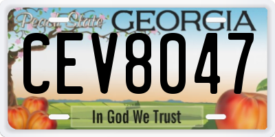 GA license plate CEV8047