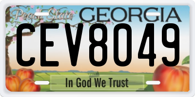 GA license plate CEV8049