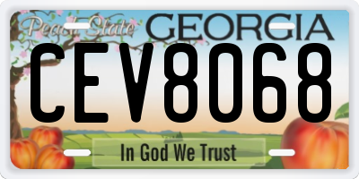 GA license plate CEV8068