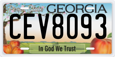 GA license plate CEV8093