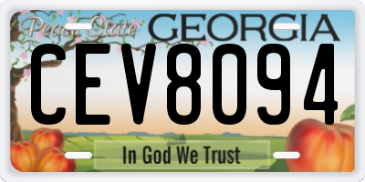 GA license plate CEV8094