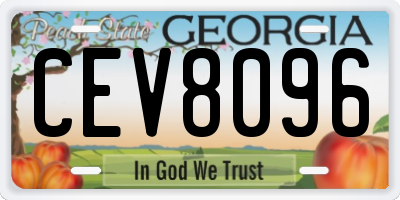 GA license plate CEV8096
