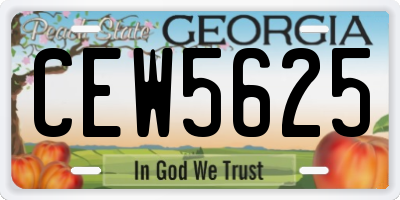 GA license plate CEW5625