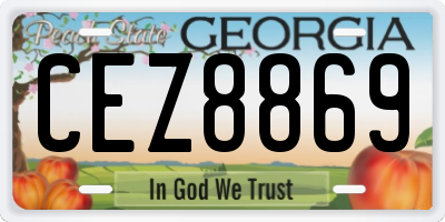 GA license plate CEZ8869