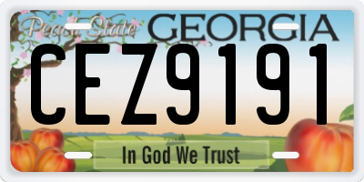 GA license plate CEZ9191