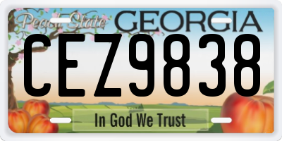 GA license plate CEZ9838