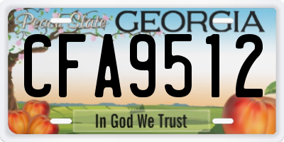GA license plate CFA9512