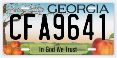 GA license plate CFA9641