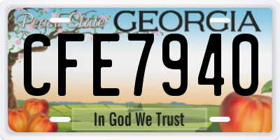 GA license plate CFE7940