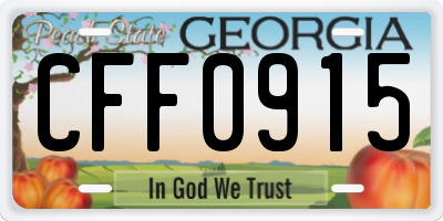GA license plate CFF0915