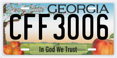GA license plate CFF3006