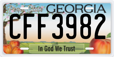 GA license plate CFF3982