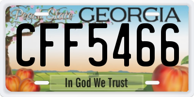 GA license plate CFF5466