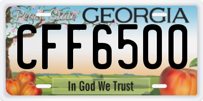 GA license plate CFF6500