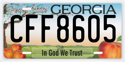 GA license plate CFF8605