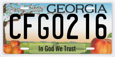 GA license plate CFG0216