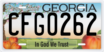 GA license plate CFG0262