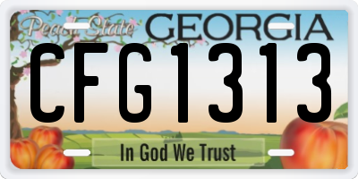 GA license plate CFG1313