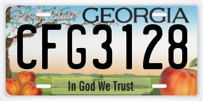 GA license plate CFG3128