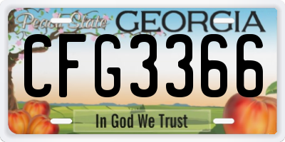 GA license plate CFG3366