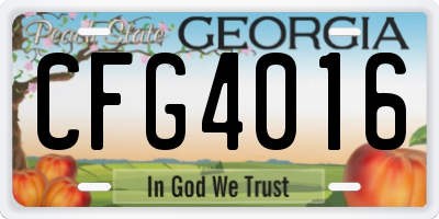 GA license plate CFG4016