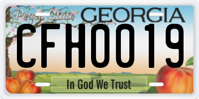 GA license plate CFH0019