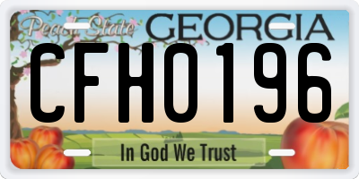 GA license plate CFH0196