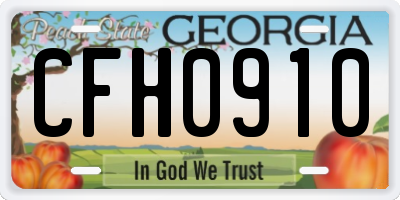 GA license plate CFH0910
